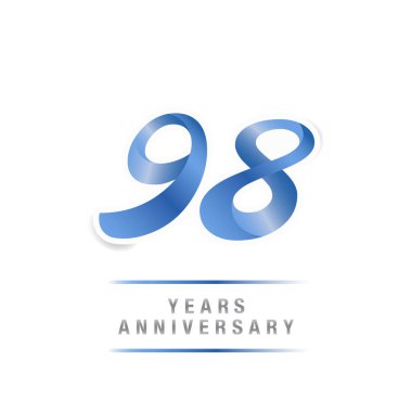 98 yıl yıldönümü kutlama mavi logo şablonu, beyaz arka plan üzerinde izole vektör çizim
