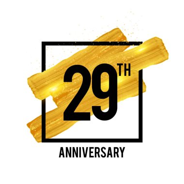 29 yıl yıldönümü kutlama logo beyaz arka plan üzerinde izole altın fırça süsleme ile. Vektör çizim