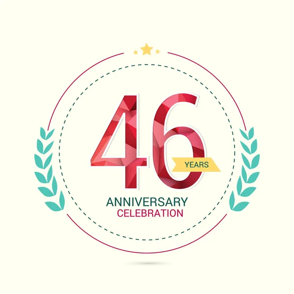Years Anniversary Low Poly Design Laurel Ornaments Vector Illustration White — Stock Vector