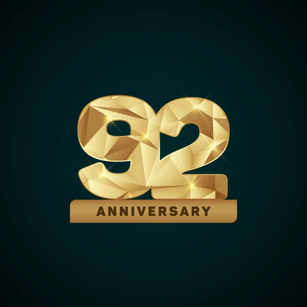 Logotype anniversaire d'or 92 ans — Image vectorielle