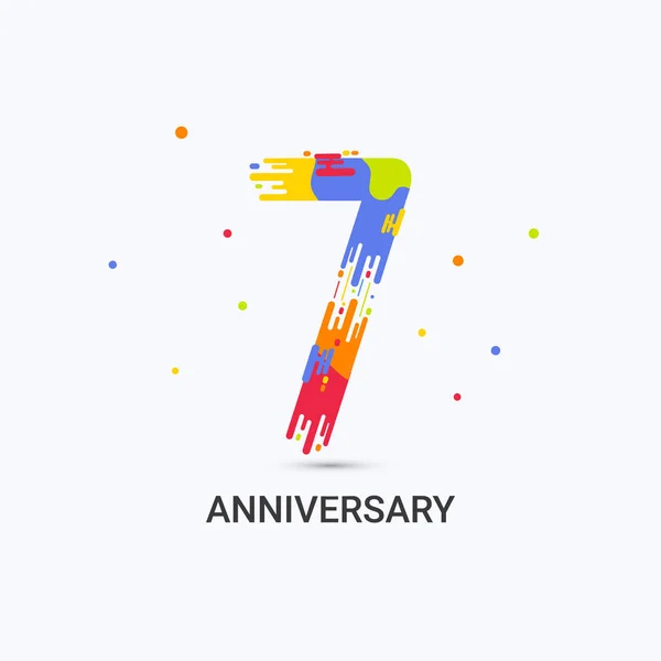 Anniversario Splash Colorato Logo Celebrazione Isolato Sfondo Bianco — Vettoriale Stock