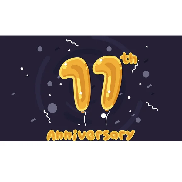 Logo Celebración Del Aniversario Años Color Globo Lámina Amarilla Ilustración — Vector de stock