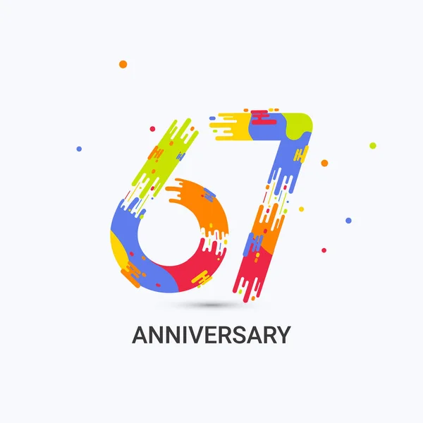 Years Anniversary Splash Colored Logo Celebration Isolated White Background — Stock Vector