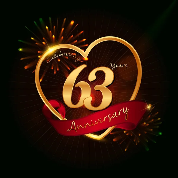 63 anni logo anniversario — Vettoriale Stock