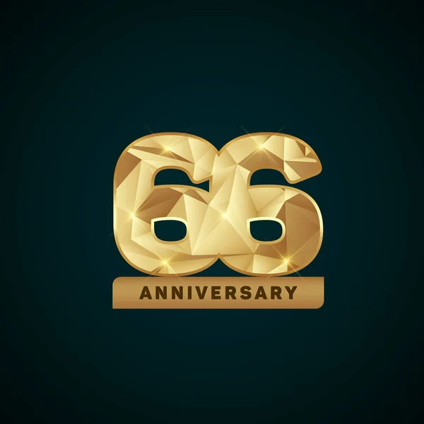 66 Anos de Ouro Anniversary Logotype — Vetor de Stock