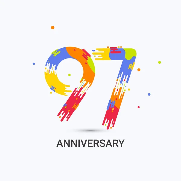Yıl Yıldönümü Beyaz Arka Plan Üzerinde Izole Sıçrama Renkli Logo — Stok Vektör