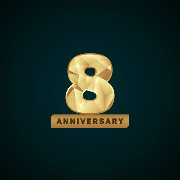 Logotype anniversaire d'or de 8 ans — Image vectorielle
