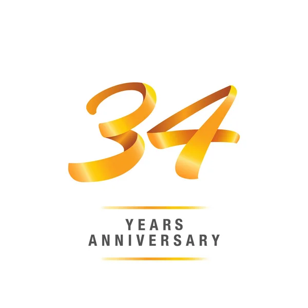 Años Oro Aniversario Celebración Logo Vector Ilustración Aislado Sobre Fondo — Archivo Imágenes Vectoriales
