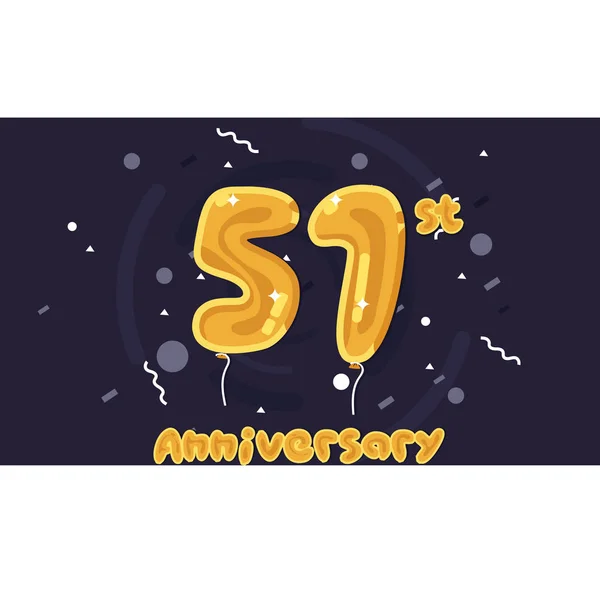 Logotipo Celebración Del Aniversario Años Color Globo Lámina Amarilla Ilustración — Vector de stock