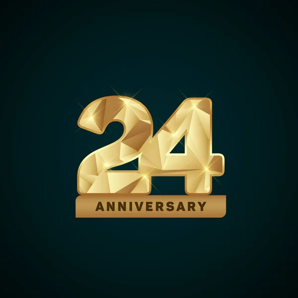 Logotype d'anniversaire d'or de 24 ans — Image vectorielle