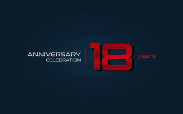 Anni Anniversario Celebrazione Logo Rosso Illustrazione Vettoriale Sfondo Blu Scuro — Vettoriale Stock