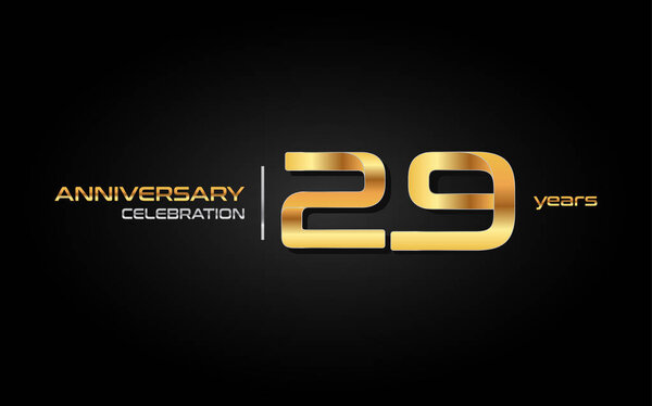 29 years gold anniversary celebration logo, vector illustration on black background