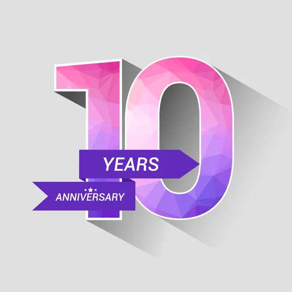 Logotipo Del Aniversario Años Con Diseño Polivinílico Bajo Ilustración Colorida — Vector de stock