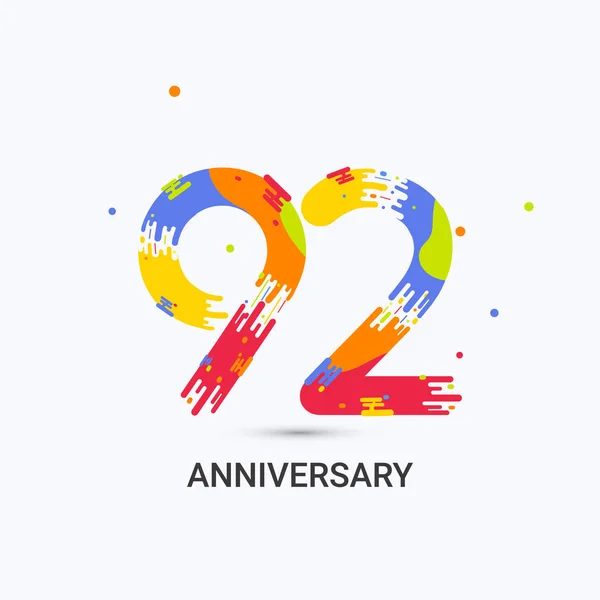 Años Aniversario Splash Color Logo Celebración Aislado Sobre Fondo Blanco — Vector de stock