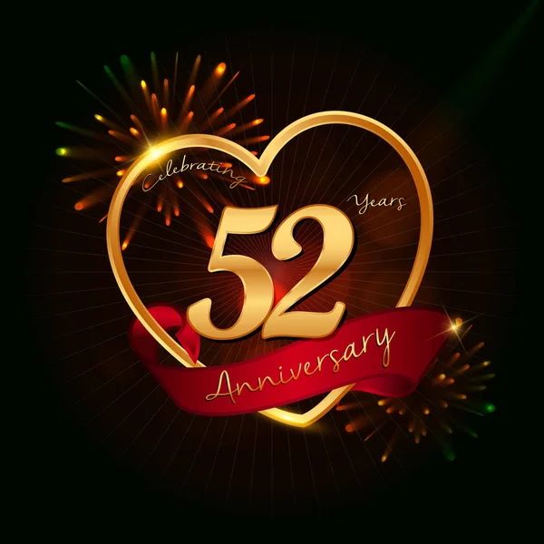 52 yıl yıldönümü logosu — Stok Vektör