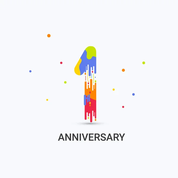 Year Anniversary Splash Colored Logo Celebration Isolated White Background — стоковый вектор