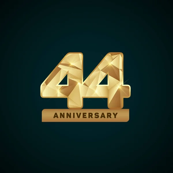 44 anni Golden Anniversary Logotipo — Vettoriale Stock