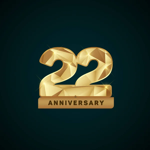 Logotipo de aniversário de ouro de 22 anos — Vetor de Stock