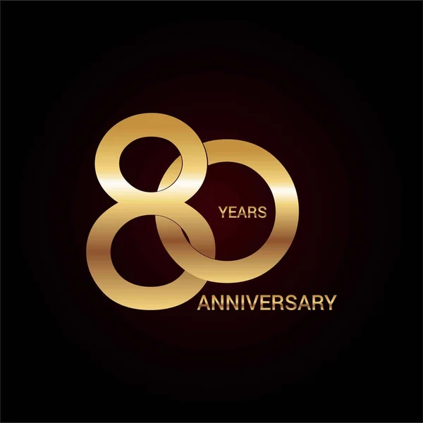 Anos Celebração Aniversário Ouro Logotipo Simples Ilustração Vetorial Fundo Escuro —  Vetores de Stock