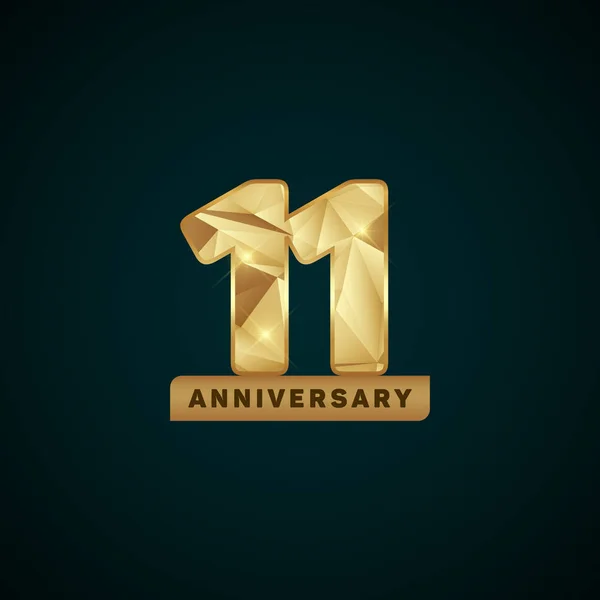 11 χρόνια Χρυσή επέτειος λογότυπο — Διανυσματικό Αρχείο