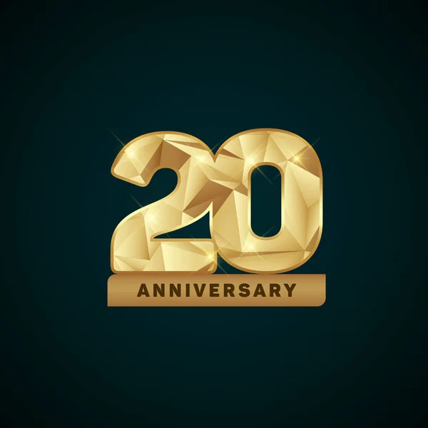 Logotype anniversaire d'or de 20 ans — Image vectorielle