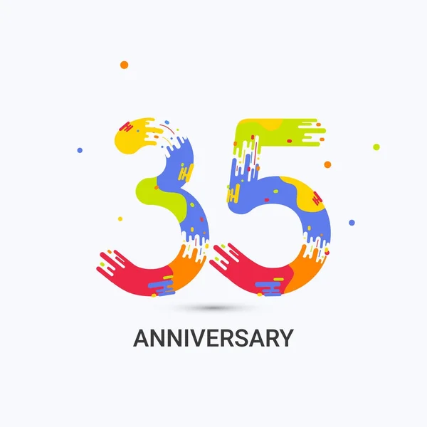 Anos Aniversário Splash Colorido Logotipo Celebração Isolado Fundo Branco —  Vetores de Stock