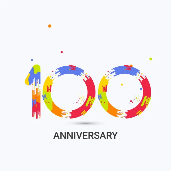 100 Years Anniversary Splash Colored Logo Celebration Isolated White Background — Stock Vector