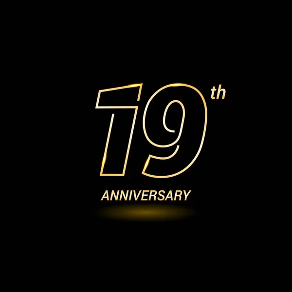 19 lat urodzinowe logo — Wektor stockowy
