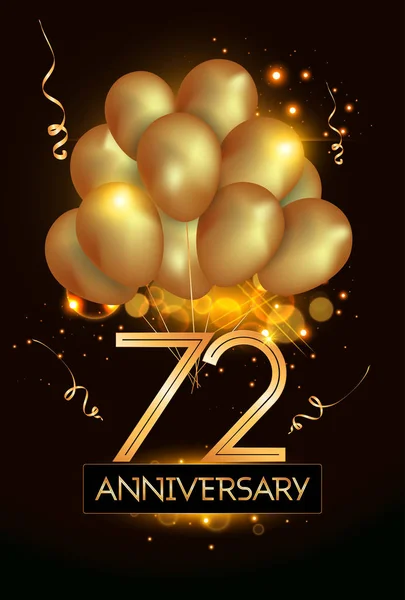 Kutlamaları Logo Altın Balonlar Konfeti Koyu Arka Plan Üzerinde Vektör — Stok Vektör