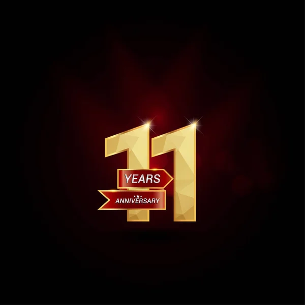 11 jaar gouden jubileum Logo — Stockvector