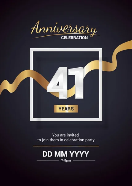 Años Aniversario Logo Celebración Tarjeta Invitación Con Cinta Oro Ilustración — Archivo Imágenes Vectoriales