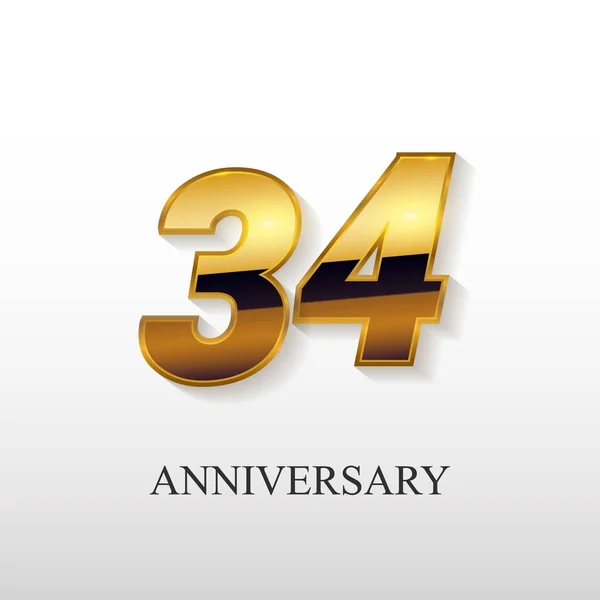 Years Golden Anniversary Vector Logo Design Vector Illustration Isolated White — Stock Vector