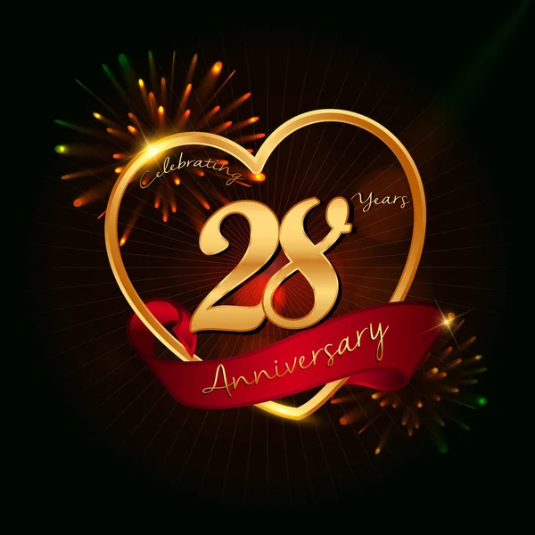 28 anos logotipo aniversário — Vetor de Stock