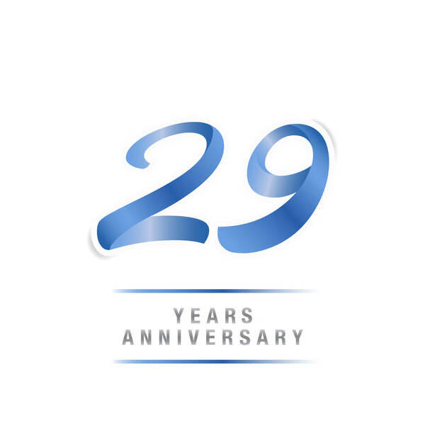 29 years anniversary celebration blue logo template, vector illustration isolated on white background