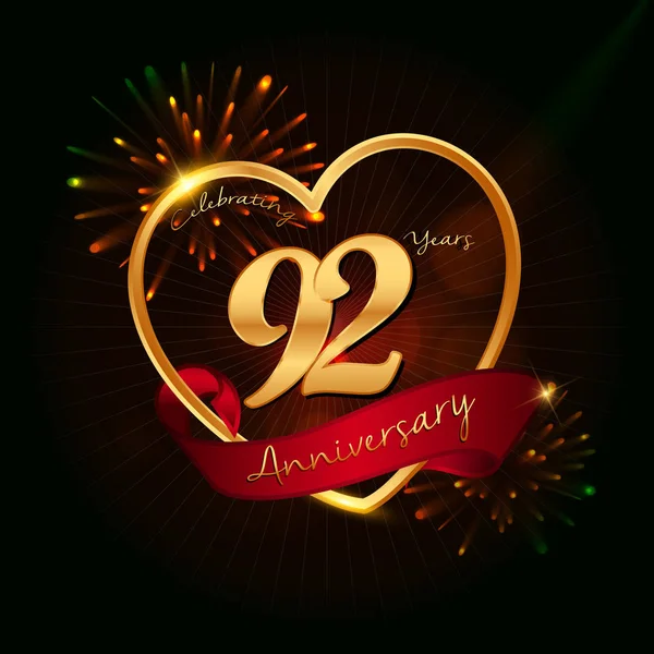 92 anni logo anniversario — Vettoriale Stock