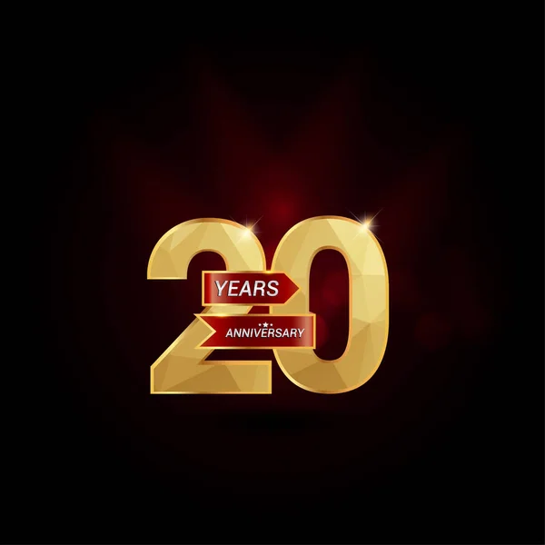 Logo anniversaire d'or de 20 ans — Image vectorielle