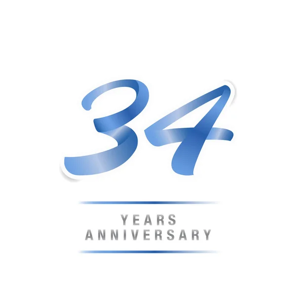 Ans Anniversaire Célébration Modèle Logo Bleu Illustration Vectorielle Isolé Sur — Image vectorielle