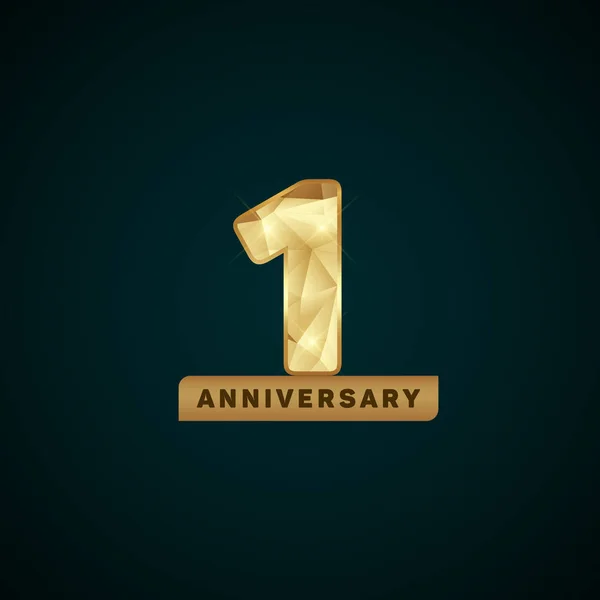 Logotipo de aniversário de ouro de 1 ano —  Vetores de Stock