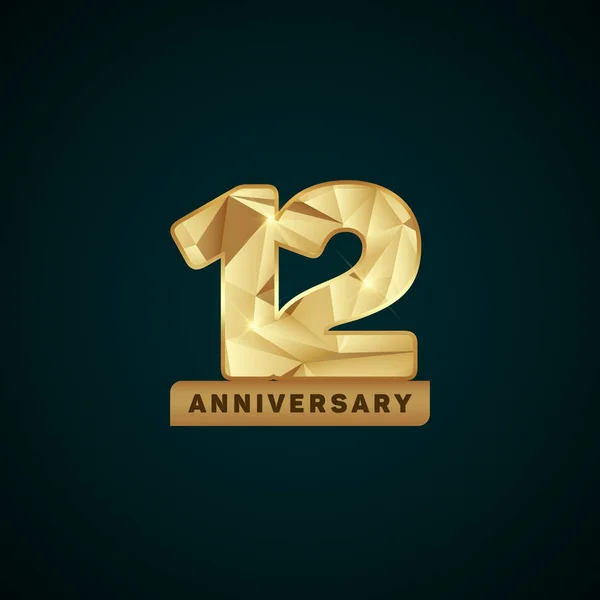 12 Years Golden Anniversary Logotype — Stock Vector