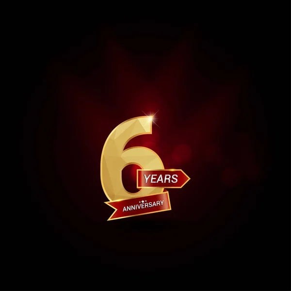 Logo de aniversario de oro de 6 años — Vector de stock