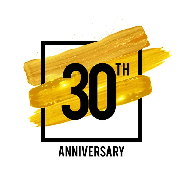 Χρόνια Επέτειο Εορτασμού Λογότυπο Χρυσή Βούρτσα Στολίδι Που Απομονώνονται Λευκό — Διανυσματικό Αρχείο