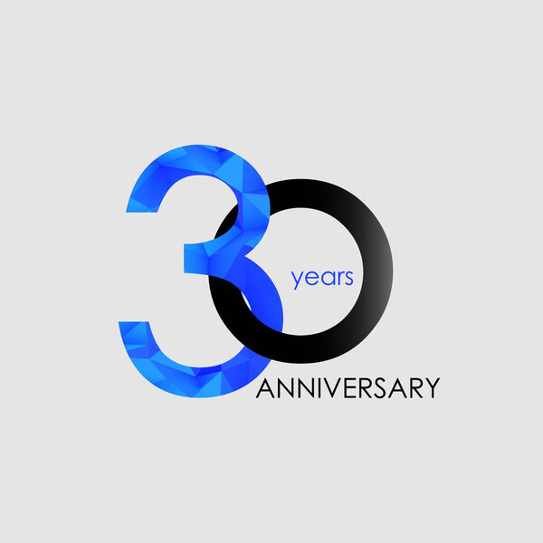 30 лет со дня рождения с низким поли дизайн, окрашены в геометрический стиль, векторные иллюстрации
 