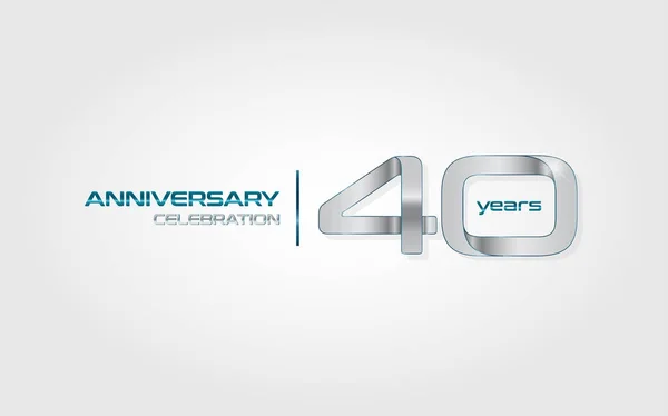 Logo Anniversaire Ans Argent Illustration Vectorielle Isolée Sur Fond Blanc — Image vectorielle