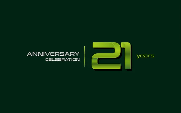 21周年纪念庆祝绿色标志 媒介例证在深绿色背景 — 图库矢量图片