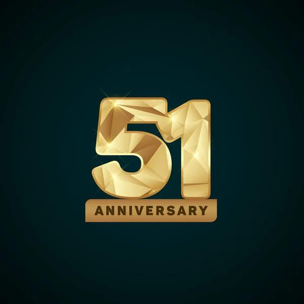 51 Ans Golden Anniversary Logotype — Image vectorielle