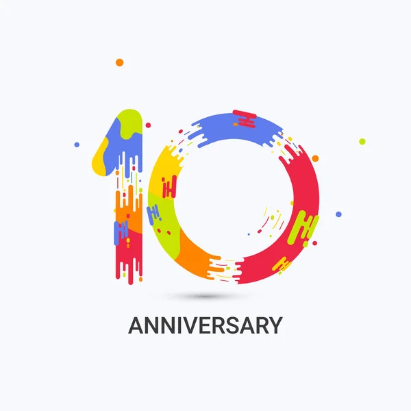 Years Anniversary Splash Colored Logo Celebration Isolated White Background — Stock Vector