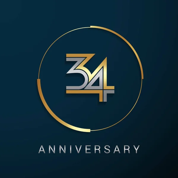 34 年周年記念ロゴ — ストックベクタ