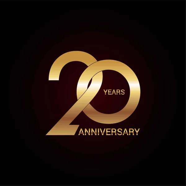 Anni Oro Anniversario Celebrazione Semplice Logo Illustrazione Vettoriale Sfondo Scuro — Vettoriale Stock