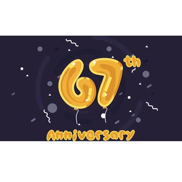 Logo Celebración Del Aniversario Años Color Globo Lámina Amarilla Ilustración — Archivo Imágenes Vectoriales