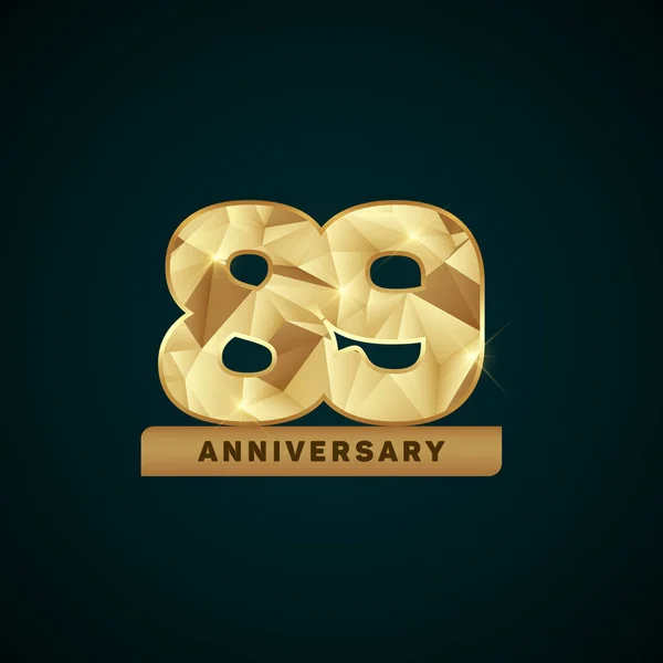 89 anni d'oro Anniversario Logotipo — Vettoriale Stock